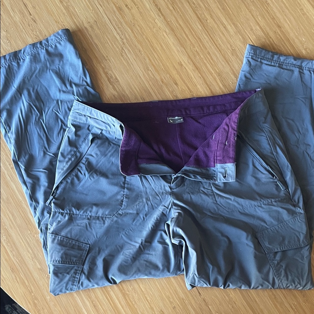 Eddie Bauer Women's Deep Purple Fleece lined winter pants gray 16